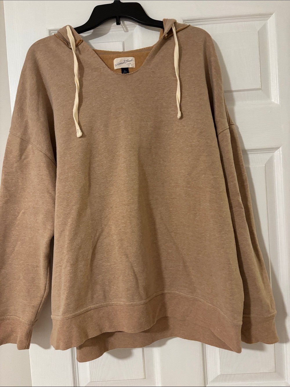 Universal Thread Women’s Crewneck Hoodie in Tan with Cream Drawstrings
